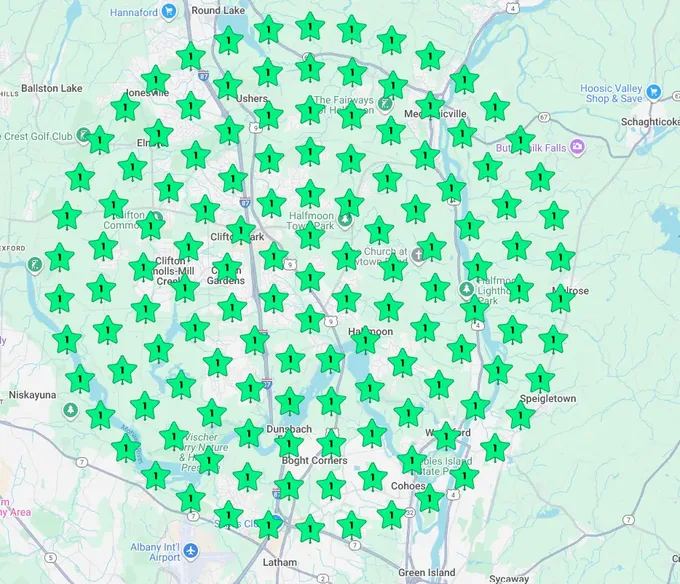 After SEO, ranking #1 across the entire map